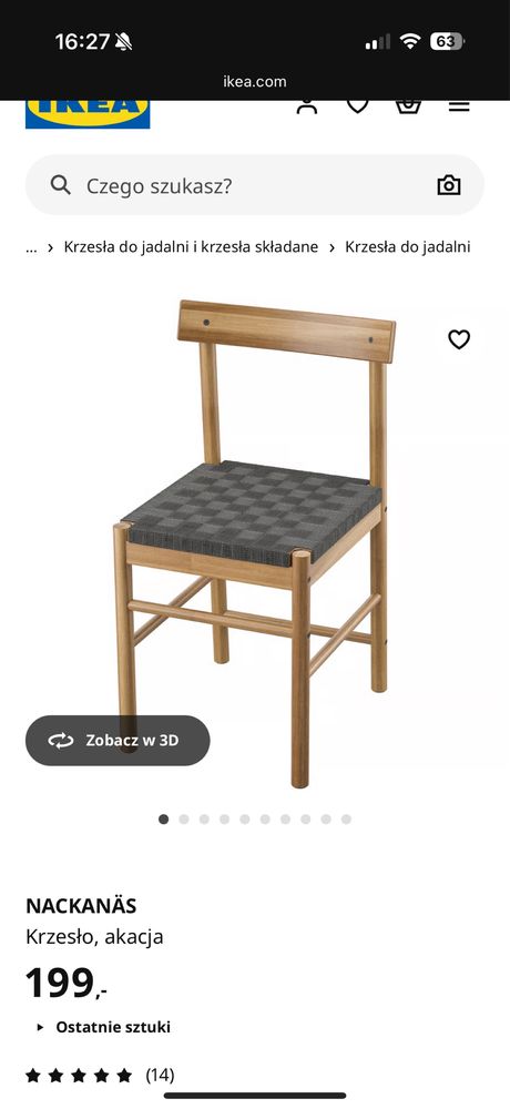 Krzeslo ikea z litego drewna