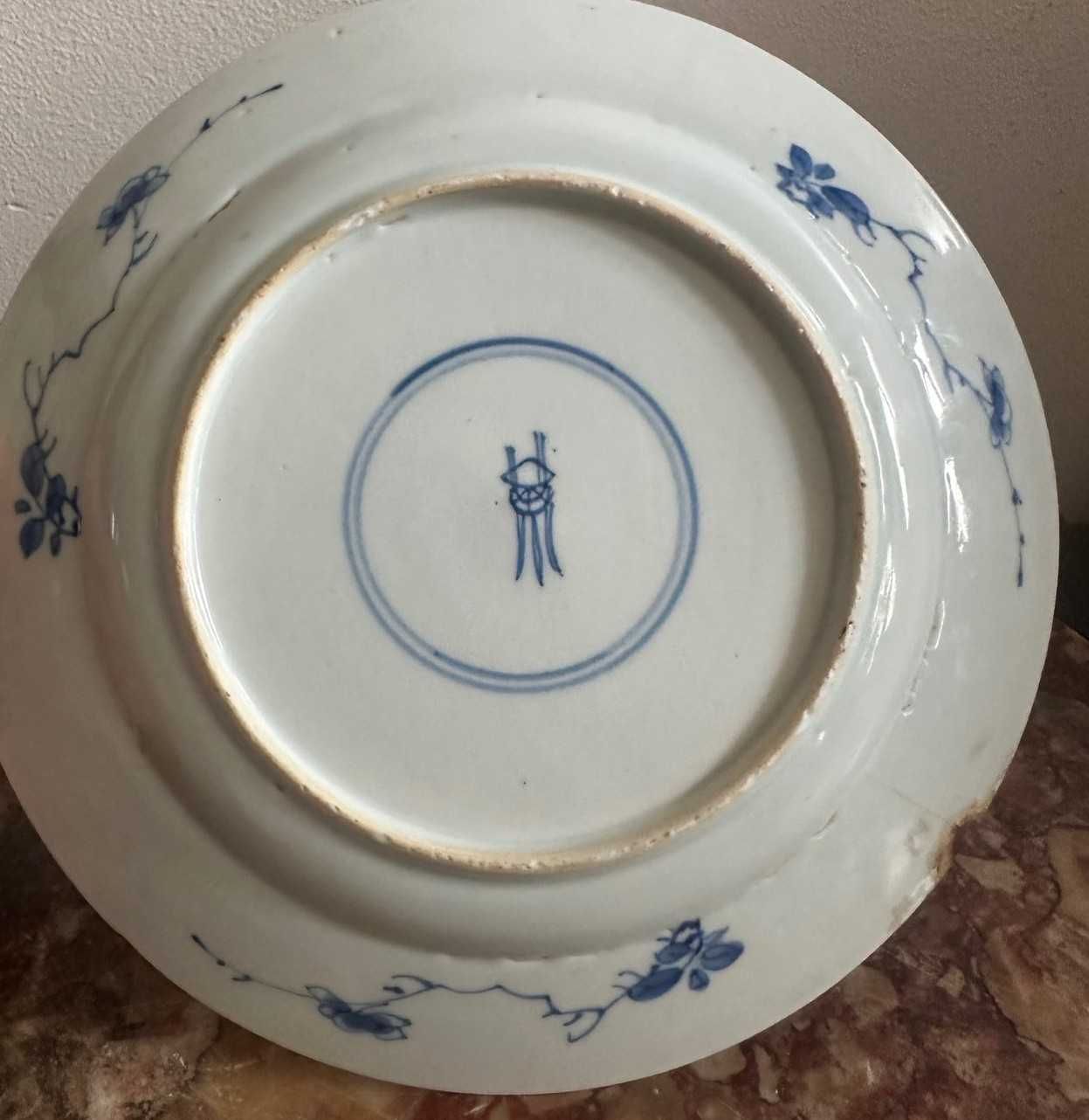 Prato de Porcelana Chinesa dec azul e branco, porcelana de exportação