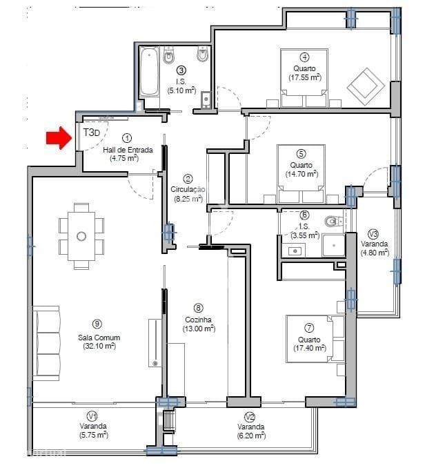 Apartamento T3 c/ lugar de parque - Quinta Santa Maria - Figueira da F