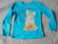 Bluzka dla dziewczynki z kotem grubsza bawełna Your World 110 cm