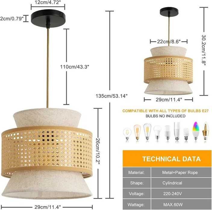 Nowa lampa wisząca / lampka / rattanowa / boho / FORCOSO !A187!