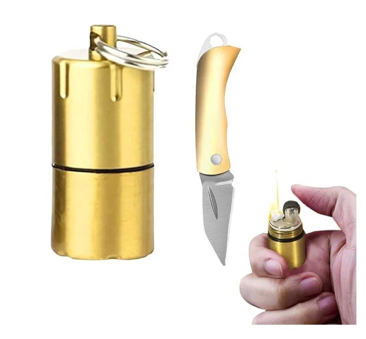 Mini zapalniczka brelok zestaw survivalowy nóż i zapalniczka mini