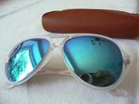 piękne lustrzane okulary ray ban 4125 cats 5000 crystal blue pilotki