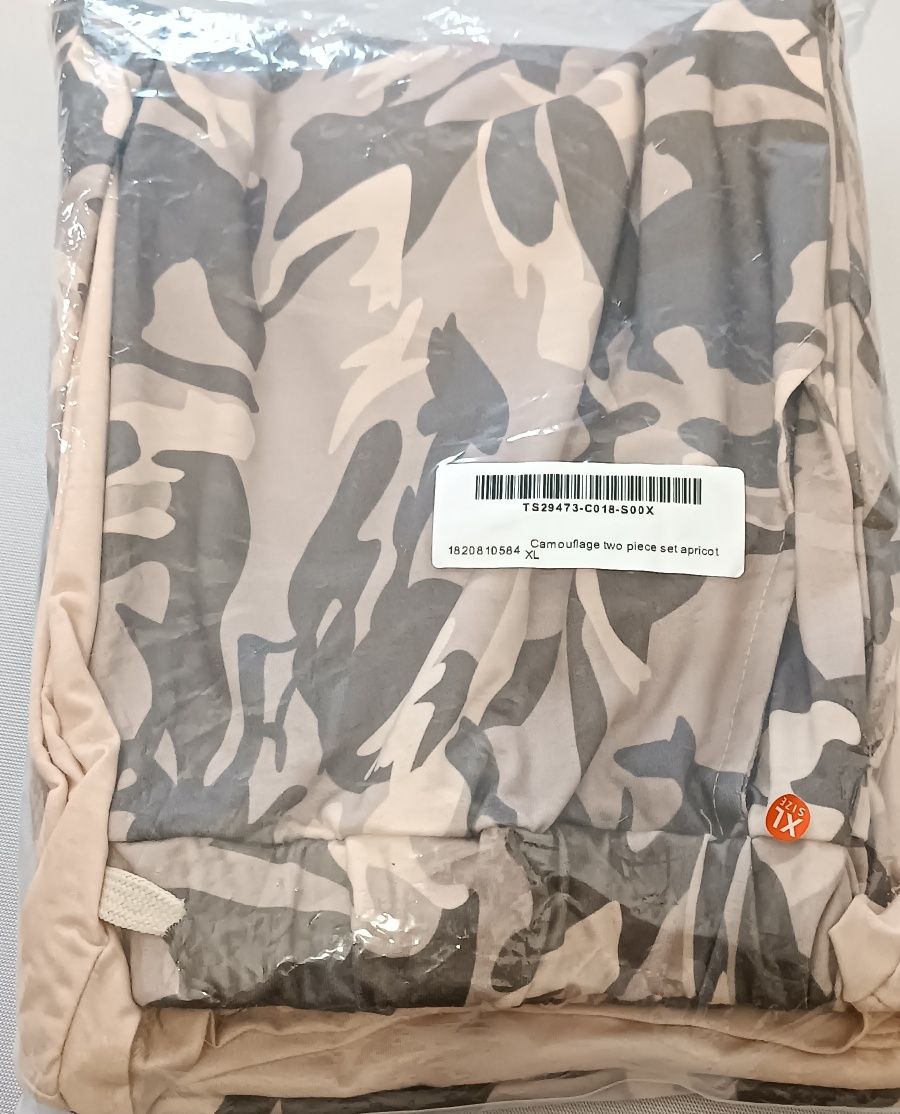 Piżama Dres Damski z Kieszeniami Dwuczęściowy Moro Morelowy r. XL Nowy