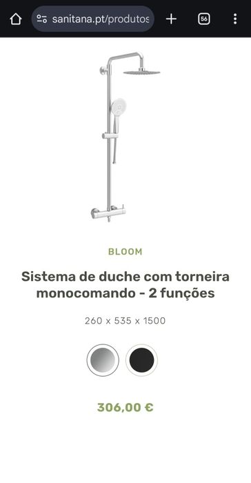 Duche Sanitana Bloom com torneira misturadora monocomando