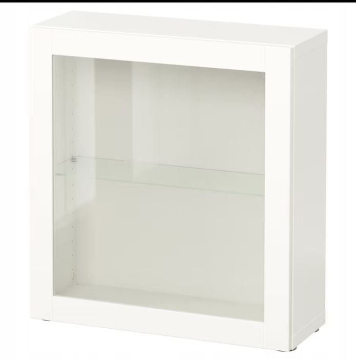 Szafka witryna IKEA Besta biała + drzwi szklane Sindvik 60x22x64 cm