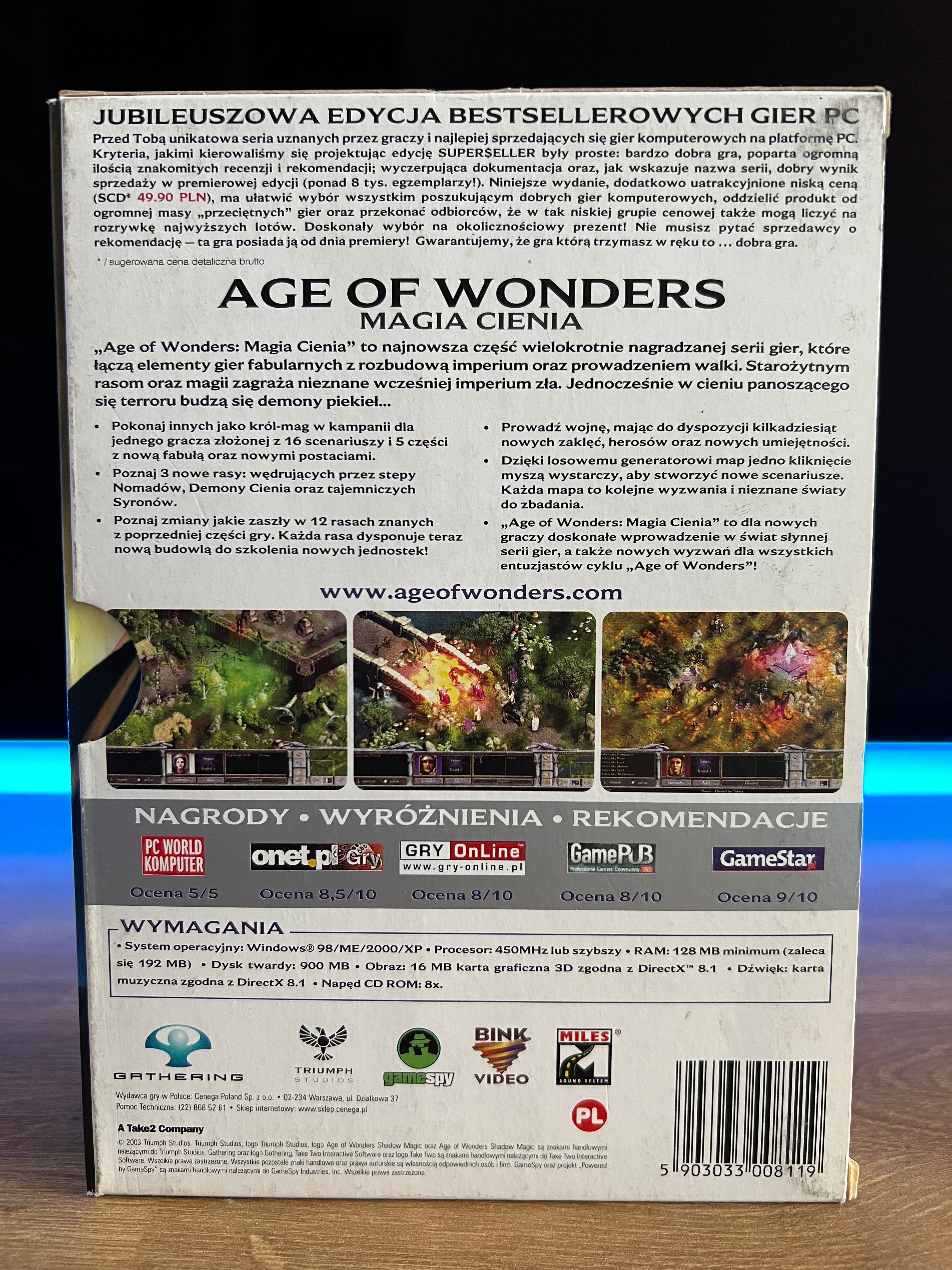 Age of Wonders Magia Cienia (PC PL 2003) slipcase kompletne wydanie