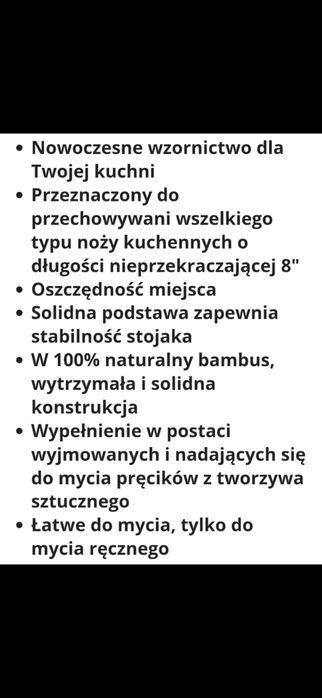 Bambus do przechowywania noży