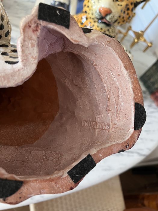 Figura rzezba geparda lamparta ceramiczna terakota made In Italy