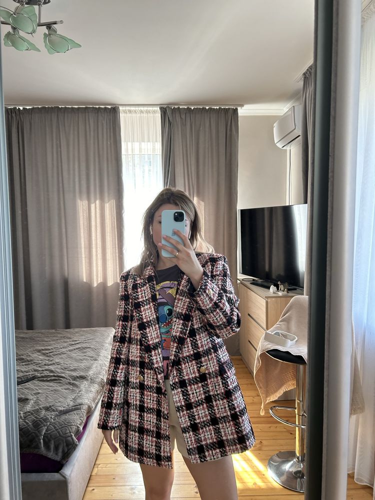 Zara Твидовий зара  жакет твідовий піджак твід