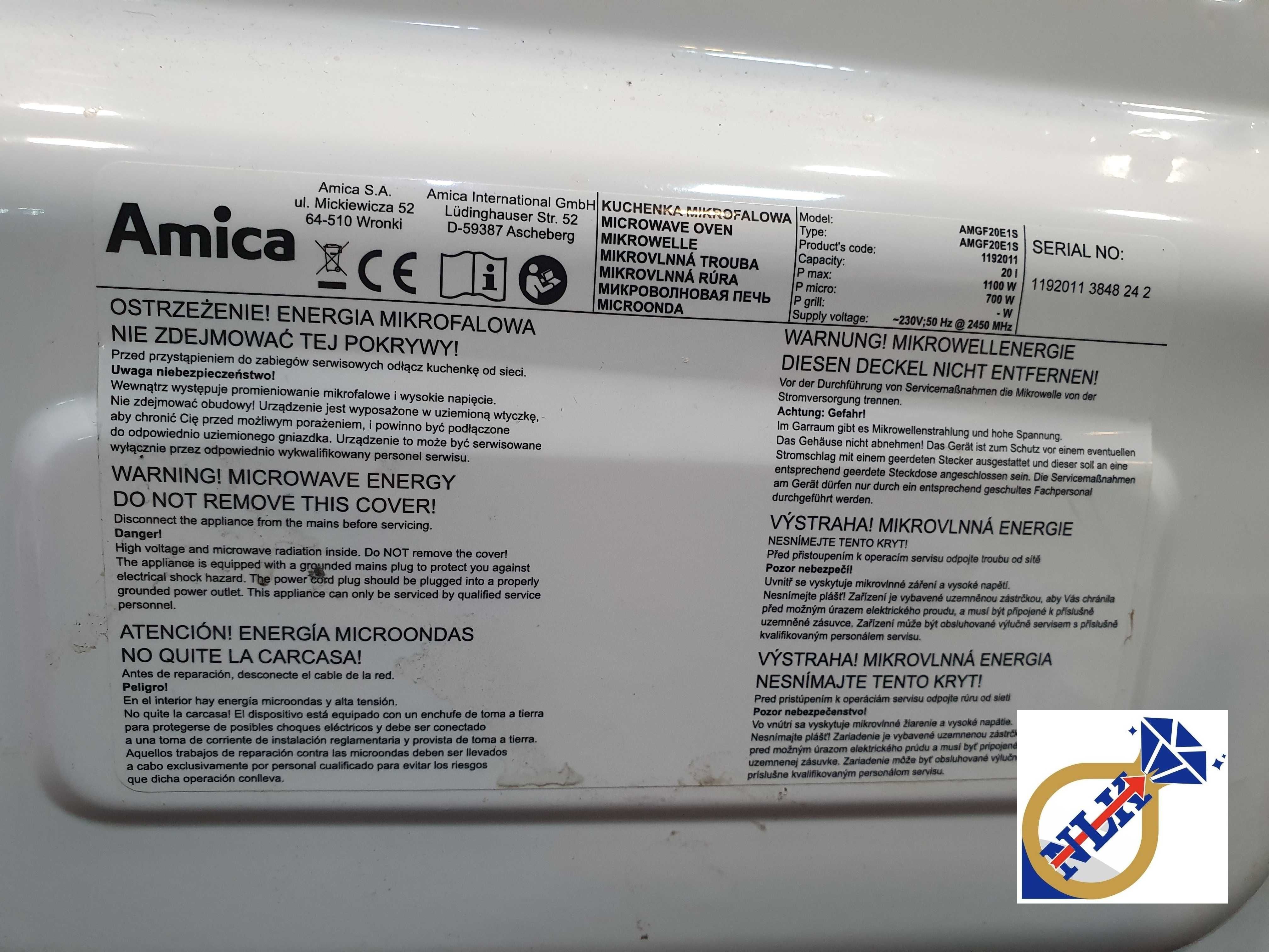 Mikrofalówka Amica AMGF20E1S / Możliwa wysyłka