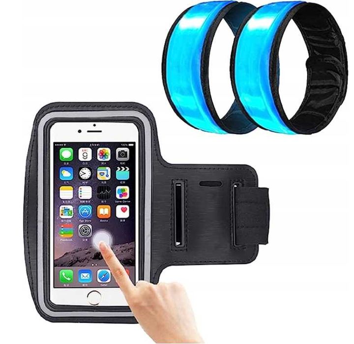 Zestaw Opasek LED do biegania- nadgarstek, telefon