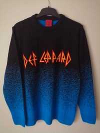 Nowy sweter M 38 męski Def Leppard czarny żółty niebieski