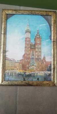 piekny obraz krakowski rynek Kosciol Mariacki