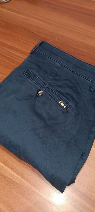 Casualowe spodnie eleganckie chinos W33/L34 (L) granatowe bawełniane