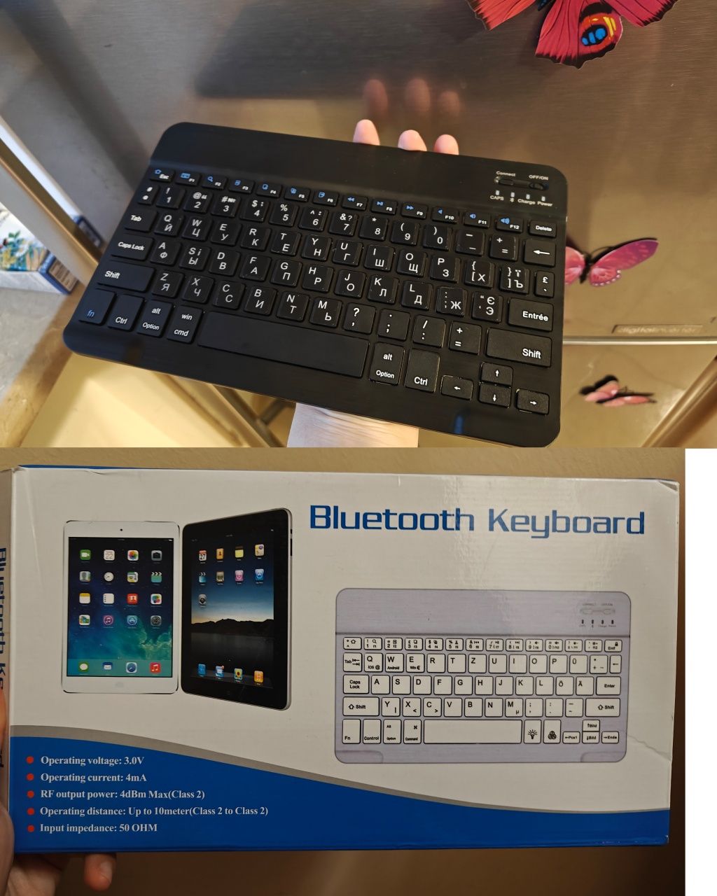 АКУМУЛЯТОРНА безпровідна ТИХА Bluetooth клавіатура Ipad Андро Укр НОВА