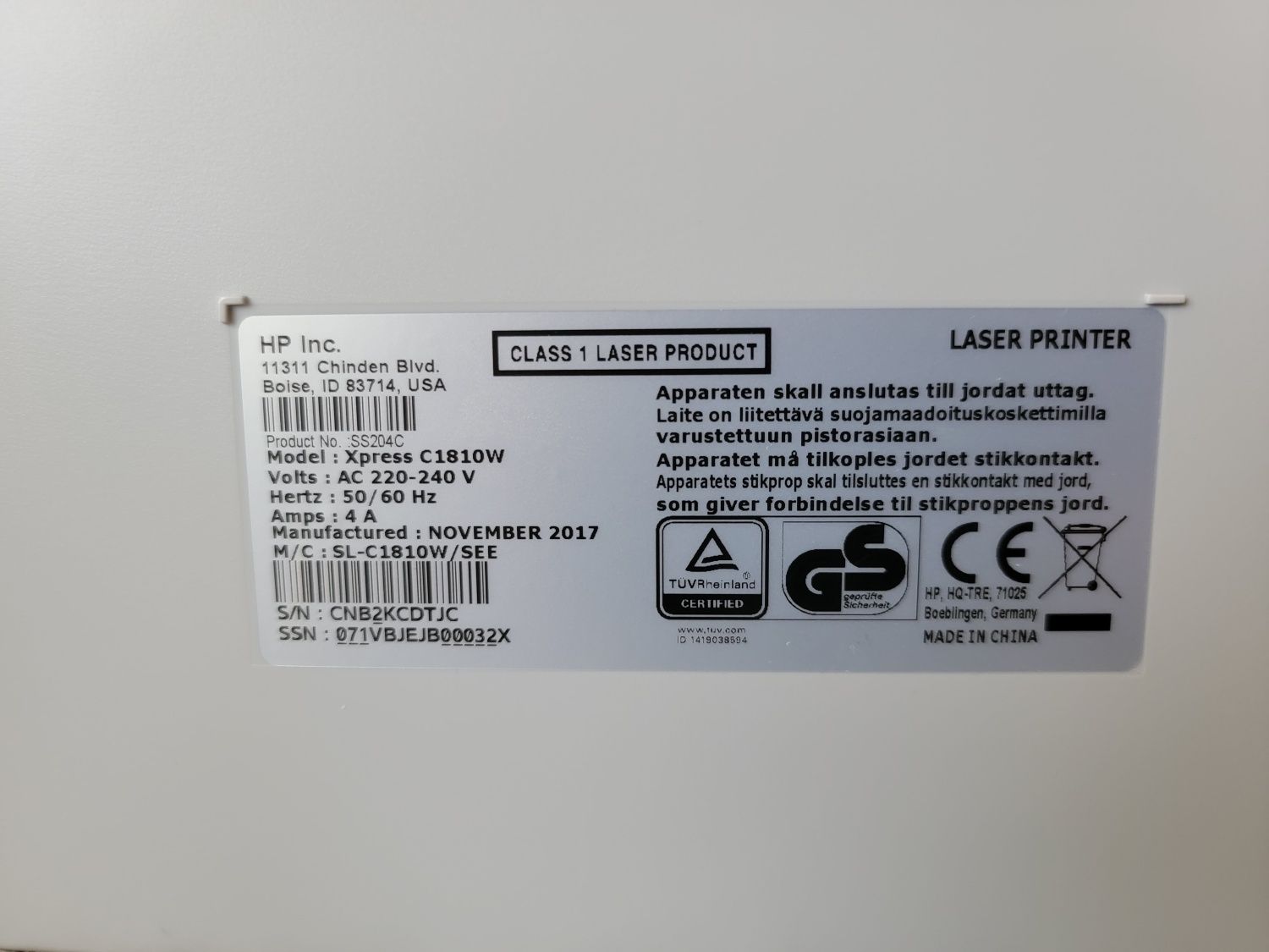 Samsung Xpress SL-C1810W Cor Wi-Fi Impressora a laser