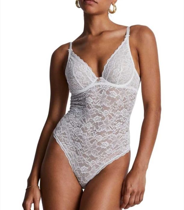 Белое ажурное секси боди