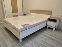 Ліжко кровать Сонома/Біле 160 Двуспальне з ламелями Нове зі складу