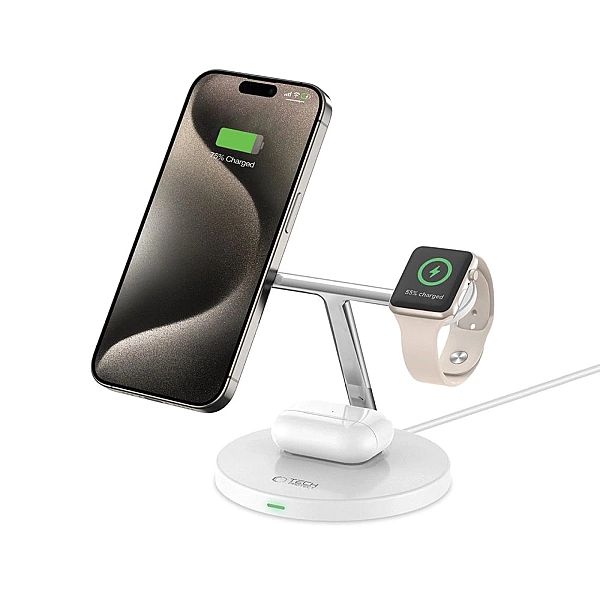 Ładowarka Tech-Protect QI15W-A35 indukcyjna 3w1 z MagSafe na telefon /
