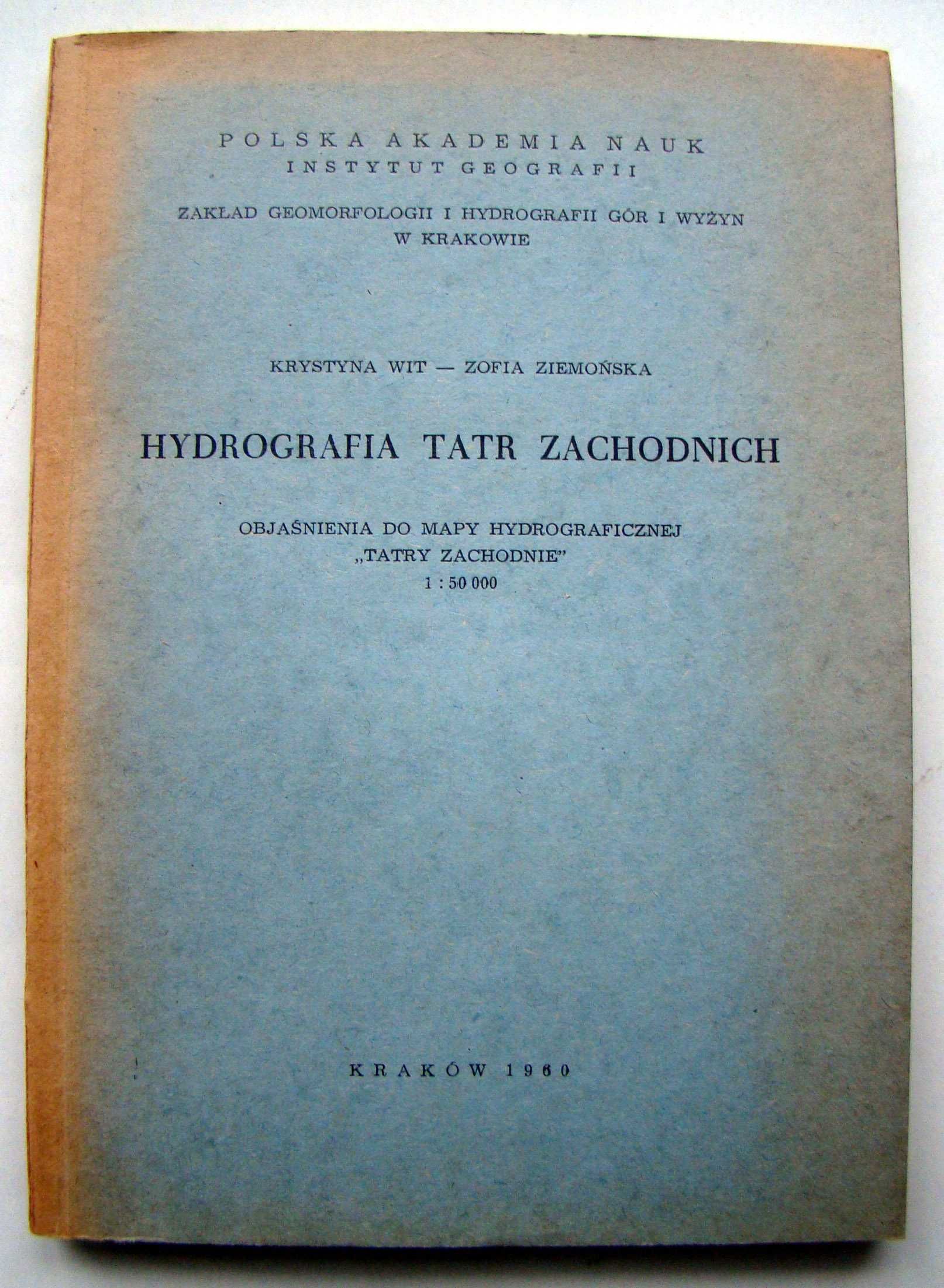 Tatry Zachodnie - mapa hydrograficzna z objaśnieniami