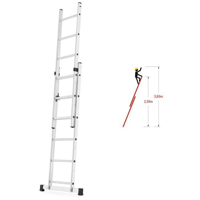 DRABINA ALUMINIOWA SKŁADANA 3w1 długości 2,75 m z funkcją rusztowania