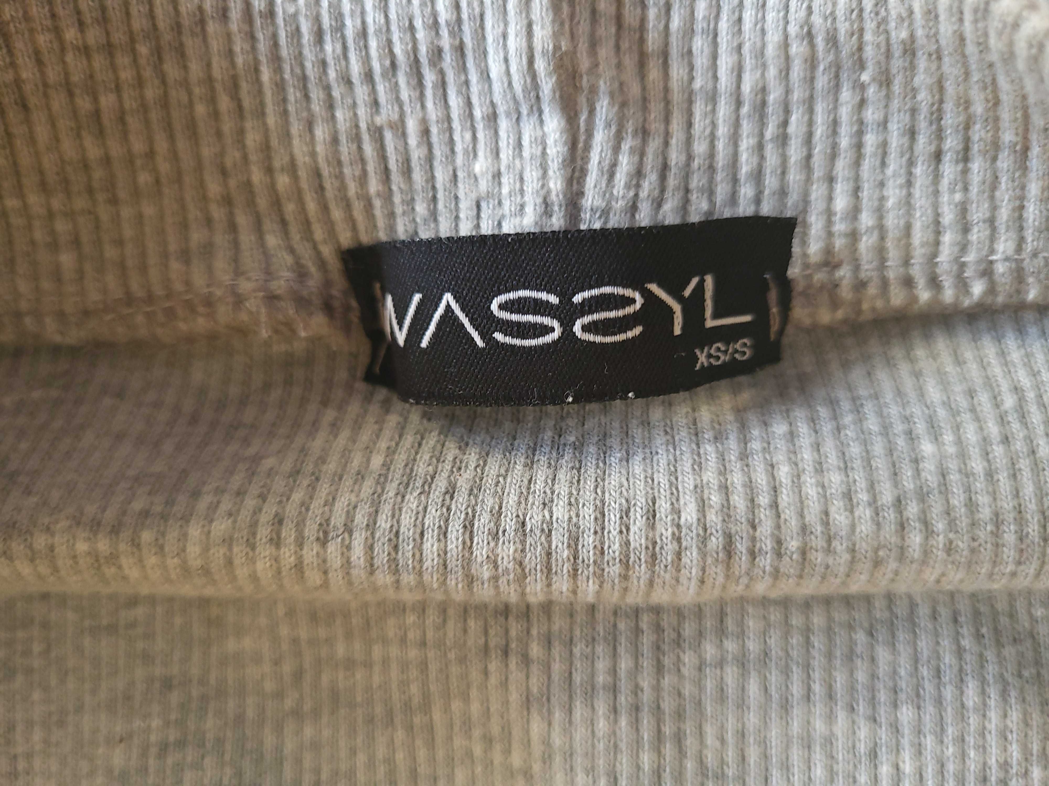 Szary crop top bez ramiączek, S, Wassyl, nad pępek, prążek