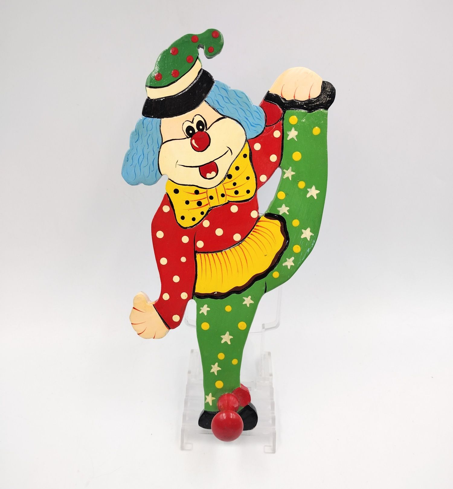 Wieszak dziecięcy DDR PRL 80te drewniany sklejka clown vintage design