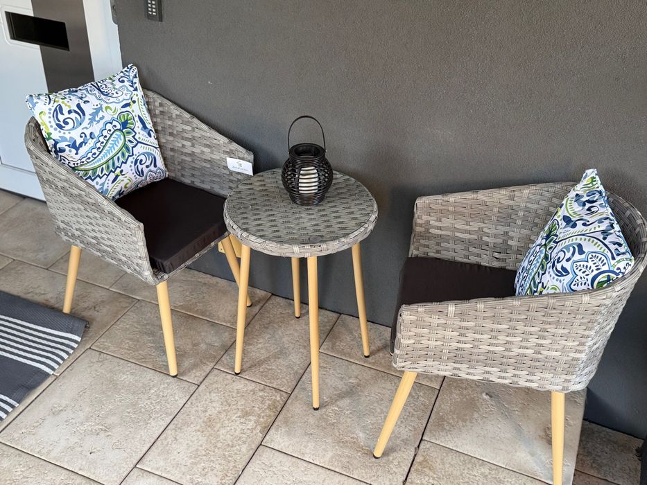 zestaw z technorattanu na balkon 2+1 szary mix