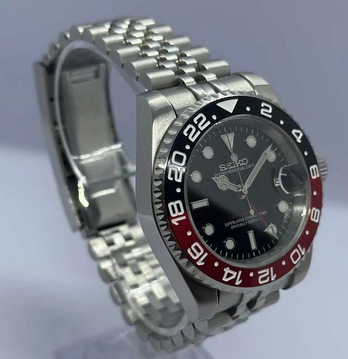 SEIKO MOD GMT Master Coke Czerwony Czarny Red Jubilee Custom NOWY