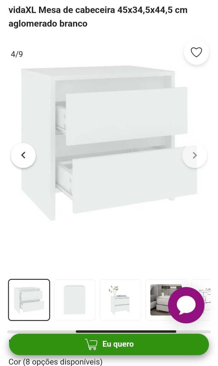 Mesa de cabeceira VidaXL