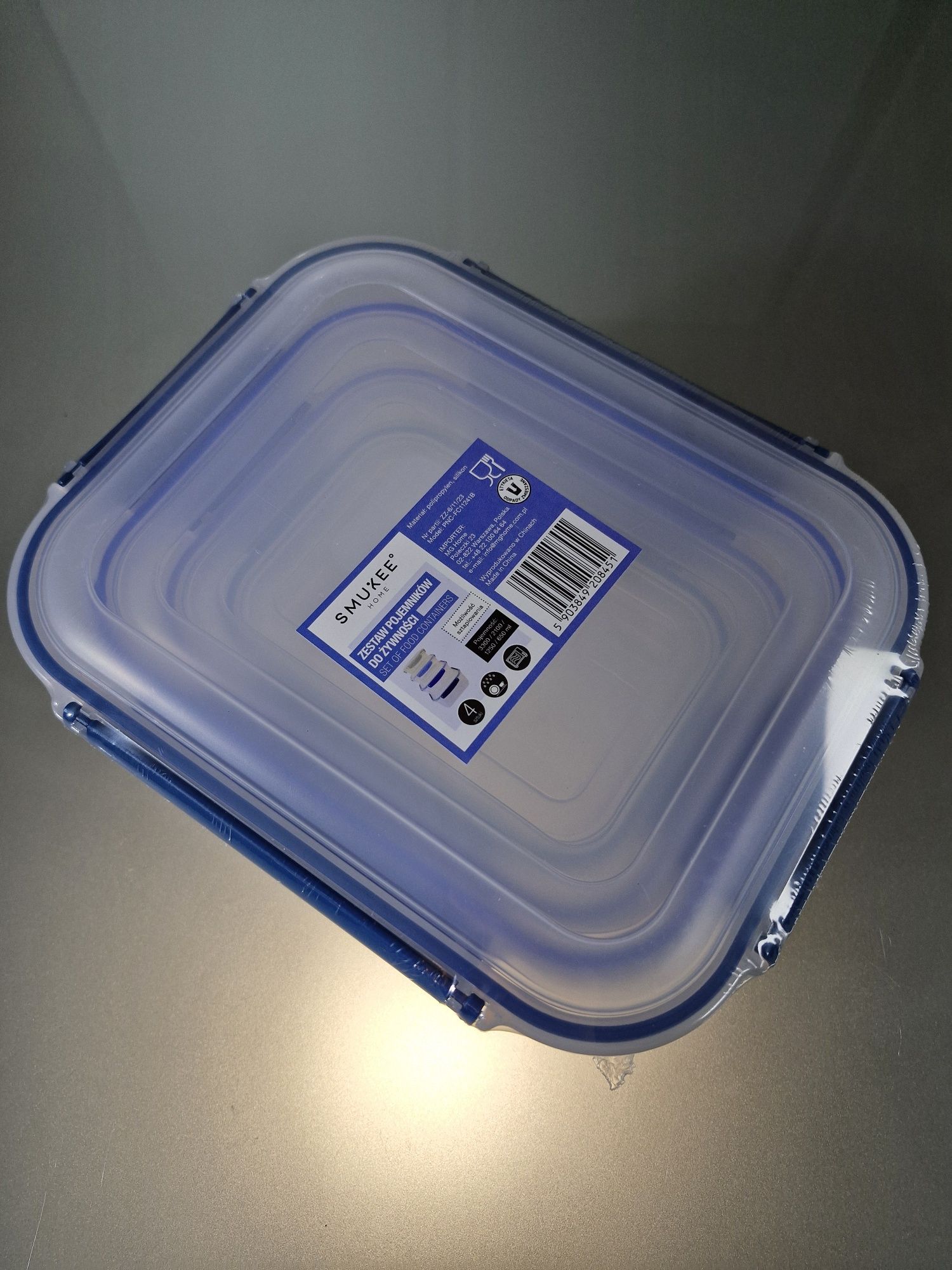 Zestaw 4 Pojemników do Przechowywania Żywności 650ml-3300 ml Zatrzask