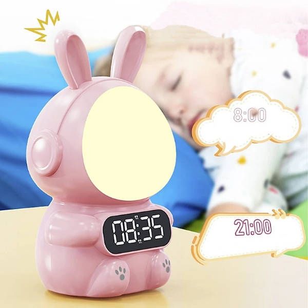 Нічник годинник будильник з таймером Кролик Rabbit clock для дітей на