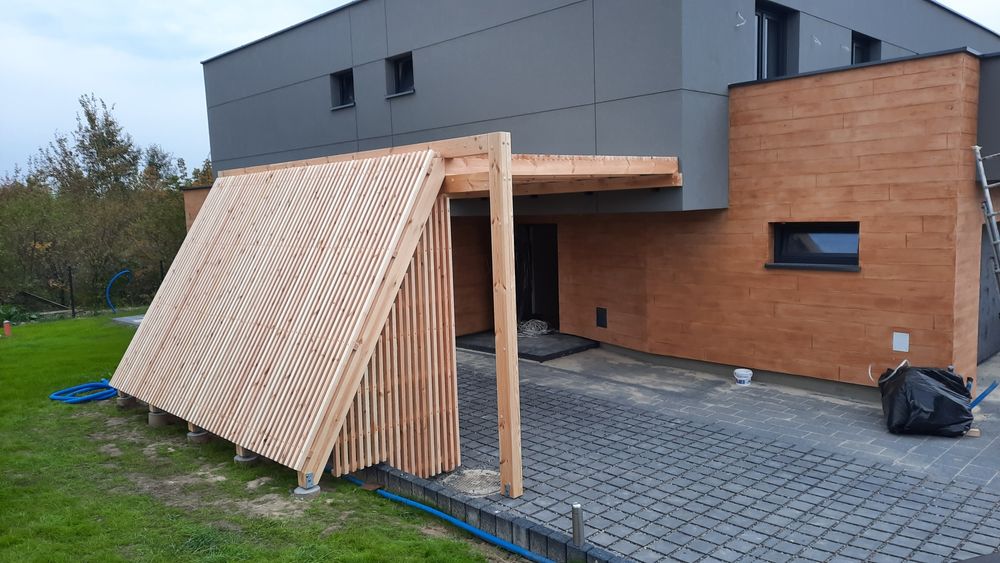 Nowoczesne pergole zabudowa tarasów wiata ażurowa pergola lamelowa