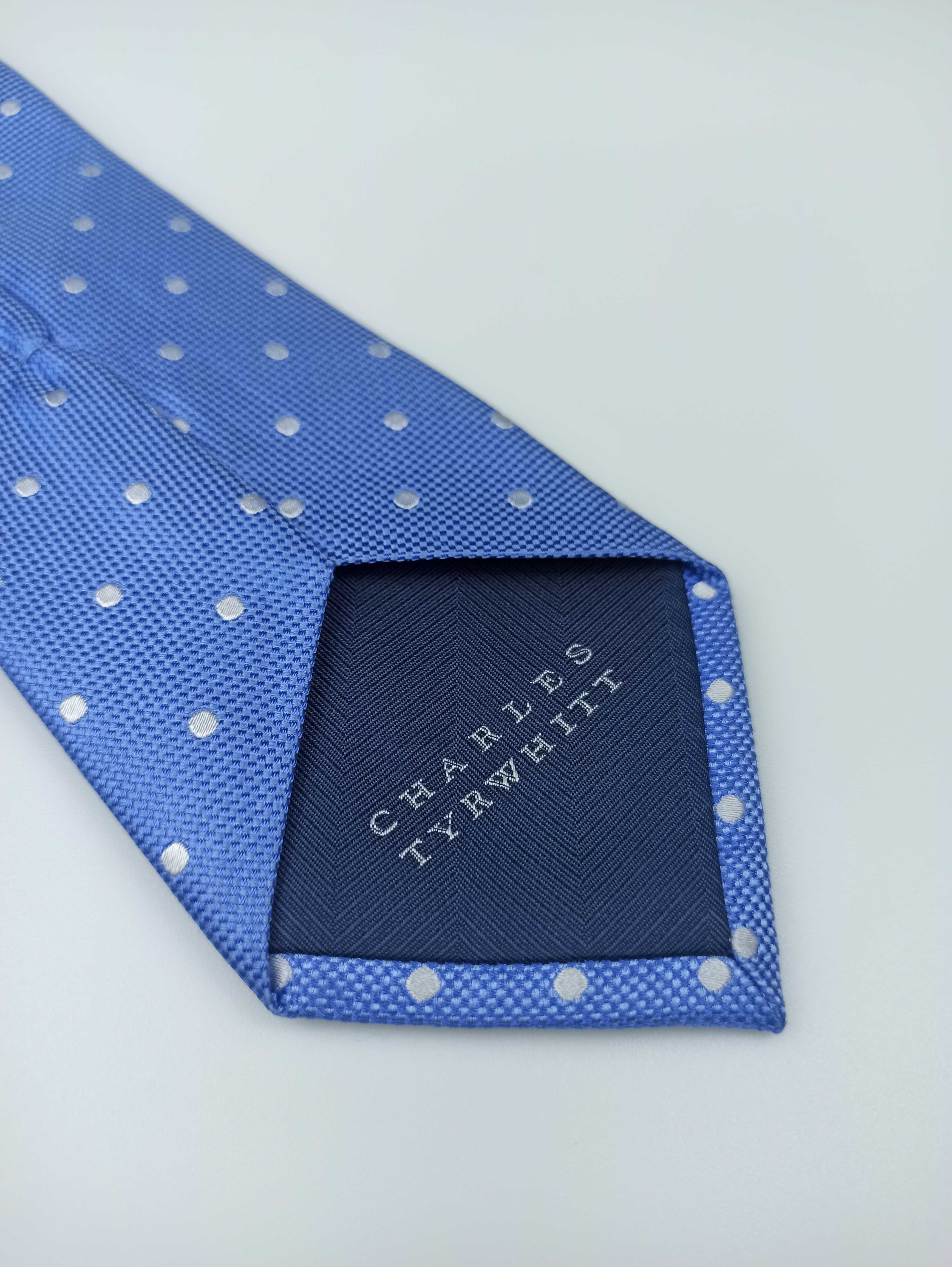 Charles Tyrwhitt niebieski jedwabny krawat w groszki kropki wa49