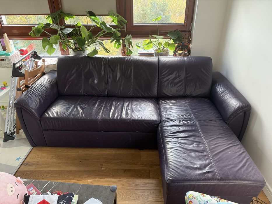 Kanapa etap sofa fioletowa skorzana