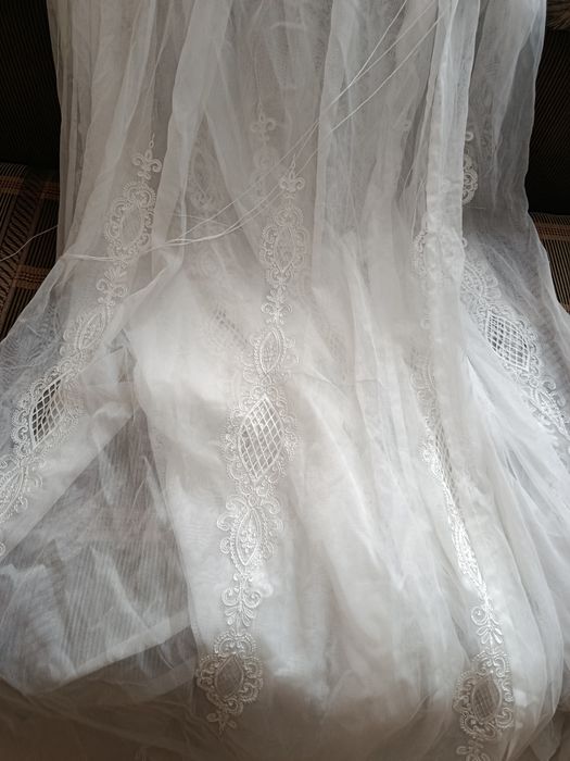 Тюль льон вишивка гладдю нова