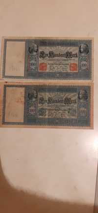 Banknoty obiegowe 100 marek z 1910 r seria A i G.