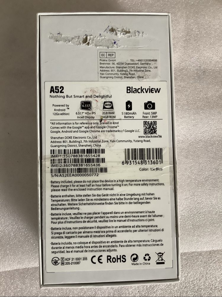 Smartphone Blackview A52