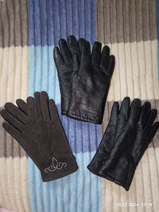 Шкіряні рукавиці жіночі. Зимові перчатки
