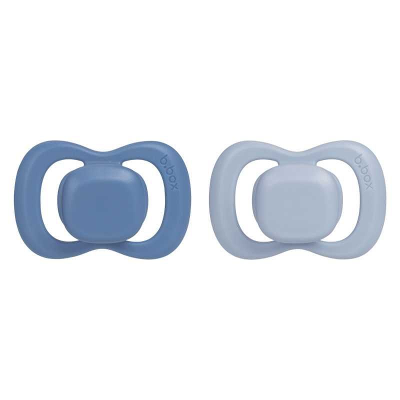 B.Box 2x smoczek symetryczny silikonowy 0-6 m-cy Niebieski / Błękitny