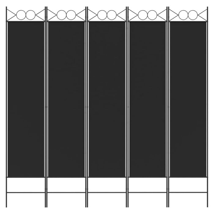 Parawan 5-panelowy Czarny 200x200 cm - Tkanina