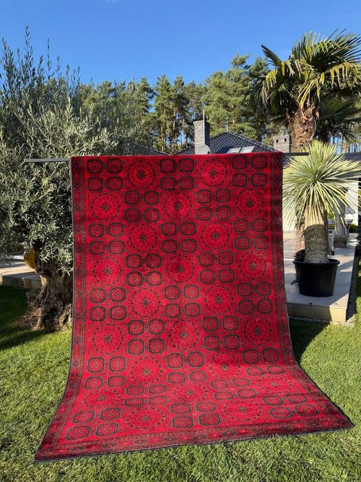 Vintage Wełniany dywan wzór afgański Afgan od Saruk 290x195 gal. 6 tys