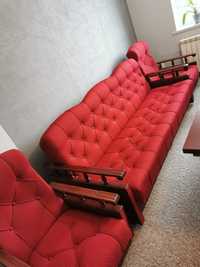 Czerwona sofa + fotele