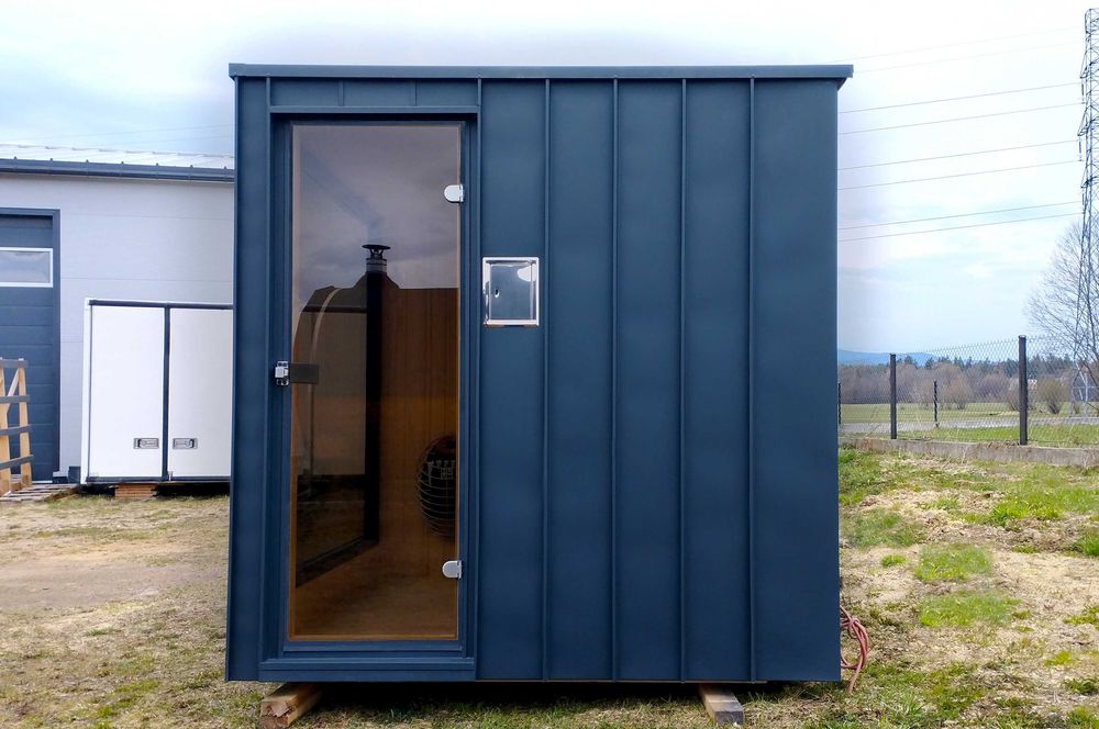 SAUNA Ogrodowa KWADRATOWA Domek 230cm OD RĘKI ! Okno + BECZKA akcesori