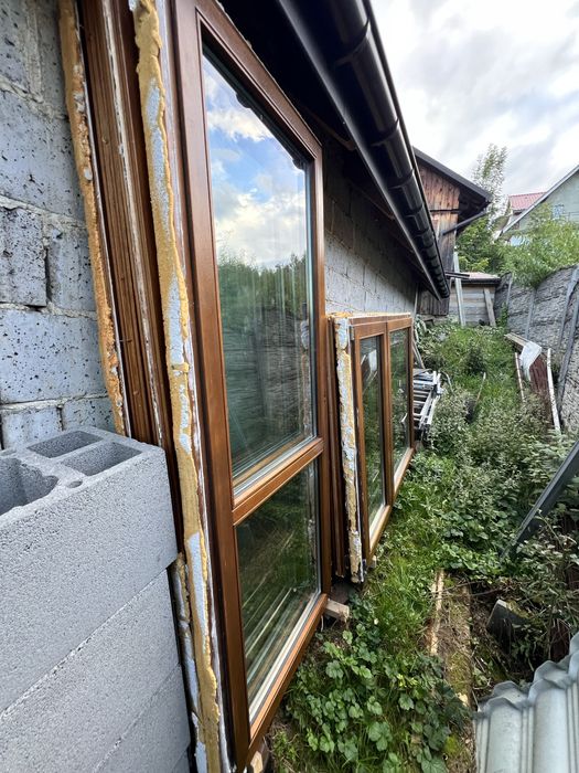 Okna z drewna  machoniowe z demontarzu
