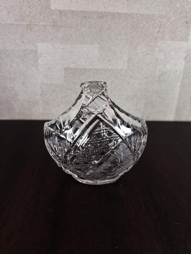 Хрустальная корзинка, Германия, ручная работа, 9.5х9х5(см)