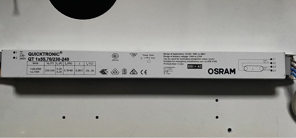 Дроссель балласт OSRAM QT 1×55,70/ 230-240 и QT 2×55,70/ 230-240