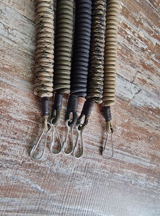 Шнур страховочный тренчик жёсткая петля-карабин койот/олива/черный