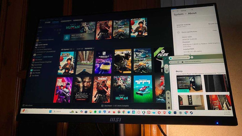 Ідеальний Монітор MSI 24- офіційний чек паспорт коробка  - 1 ms 100 Hz